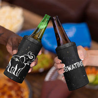 Eswatini Elephant 4 in 1 Can Cooler Tumbler with Cosmic Background and Swazi Flag Colors