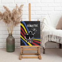 Eswatini Elephant Canvas Wall Art with Cosmic Background and Swazi Flag Colors