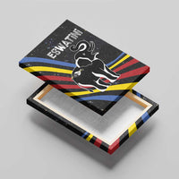 Eswatini Elephant Canvas Wall Art with Cosmic Background and Swazi Flag Colors