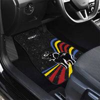 Eswatini Elephant Car Mats with Cosmic Background and Swazi Flag Colors