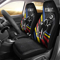 Eswatini Elephant Car Seat Cover with Cosmic Background and Swazi Flag Colors