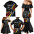 Eswatini Elephant Family Matching Mermaid Dress and Hawaiian Shirt with Cosmic Background and Swazi Flag Colors