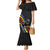 Eswatini Elephant Family Matching Mermaid Dress and Hawaiian Shirt with Cosmic Background and Swazi Flag Colors