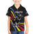 Eswatini Elephant Family Matching Tank Maxi Dress and Hawaiian Shirt with Cosmic Background and Swazi Flag Colors