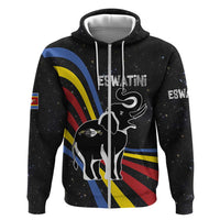 Eswatini Elephant Hoodie with Cosmic Background and Swazi Flag Colors