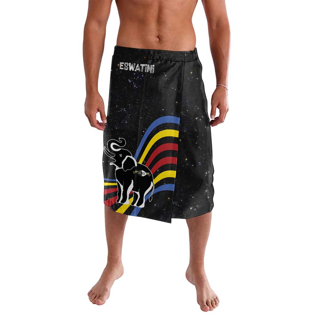 Eswatini Elephant Lavalava with Cosmic Background and Swazi Flag Colors