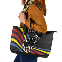 Eswatini Elephant Leather Tote Bag with Cosmic Background and Swazi Flag Colors