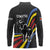 Eswatini Elephant Long Sleeve Polo Shirt with Cosmic Background and Swazi Flag Colors