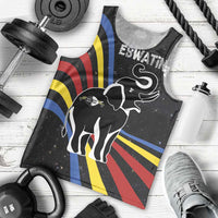 Eswatini Elephant Men Tank Top with Cosmic Background and Swazi Flag Colors
