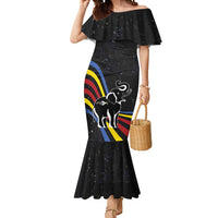 Eswatini Elephant Mermaid Dress with Cosmic Background and Swazi Flag Colors