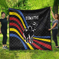 Eswatini Elephant Quilt with Cosmic Background and Swazi Flag Colors