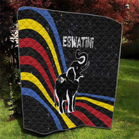 Eswatini Elephant Quilt with Cosmic Background and Swazi Flag Colors