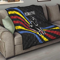 Eswatini Elephant Quilt with Cosmic Background and Swazi Flag Colors