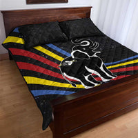 Eswatini Elephant Quilt Bed Set with Cosmic Background and Swazi Flag Colors
