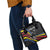 Eswatini Elephant Shoulder Handbag with Cosmic Background and Swazi Flag Colors