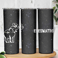 Eswatini Elephant Skinny Tumbler with Cosmic Background and Swazi Flag Colors