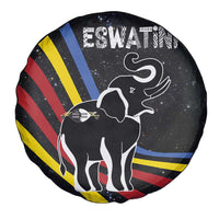 Eswatini Elephant Spare Tire Cover with Cosmic Background and Swazi Flag Colors