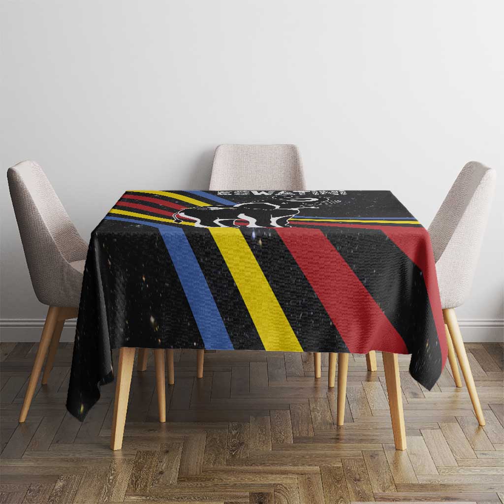 Eswatini Elephant Tablecloth with Cosmic Background and Swazi Flag Colors
