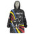 Eswatini Elephant Wearable Blanket Hoodie with Cosmic Background and Swazi Flag Colors