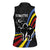 Eswatini Elephant Women Sleeveless Polo Shirt with Cosmic Background and Swazi Flag Colors