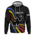 Eswatini Elephant Zip Hoodie with Cosmic Background and Swazi Flag Colors