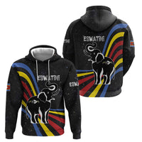 Eswatini Elephant Zip Hoodie with Cosmic Background and Swazi Flag Colors