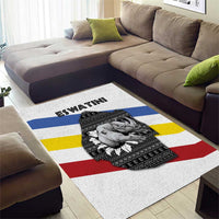Eswatini Rhino Area Rug with African Map and Traditional Swazi Flag Patterns