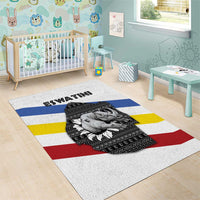 Eswatini Rhino Area Rug with African Map and Traditional Swazi Flag Patterns