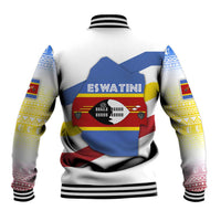 Eswatini Rhino Baseball Jacket with African Map and Traditional Swazi Flag Patterns