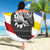 Eswatini Rhino Beach Blanket with African Map and Traditional Swazi Flag Patterns