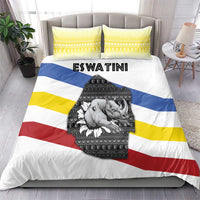 Eswatini Rhino Bedding Set with African Map and Traditional Swazi Flag Patterns