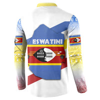 Eswatini Rhino Button Sweatshirt with African Map and Traditional Swazi Flag Patterns