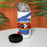 Eswatini Rhino 4 in 1 Can Cooler Tumbler with African Map and Traditional Swazi Flag Patterns