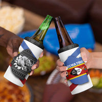 Eswatini Rhino 4 in 1 Can Cooler Tumbler with African Map and Traditional Swazi Flag Patterns
