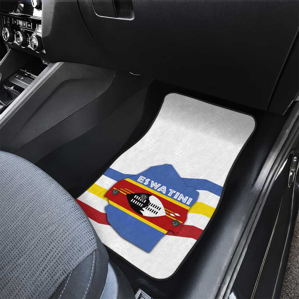 Eswatini Rhino Car Mats with African Map and Traditional Swazi Flag Patterns