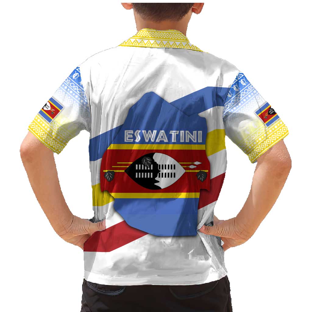 Eswatini Rhino Family Matching Mermaid Dress and Hawaiian Shirt with African Map and Traditional Swazi Flag Patterns