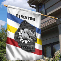Eswatini Rhino Garden Flag with African Map and Traditional Swazi Flag Patterns