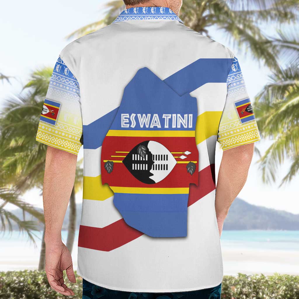 Eswatini Rhino Hawaiian Shirt with African Map and Traditional Swazi Flag Patterns