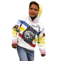 Eswatini Rhino Kid Hoodie with African Map and Traditional Swazi Flag Patterns