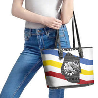 Eswatini Rhino Leather Tote Bag with African Map and Traditional Swazi Flag Patterns