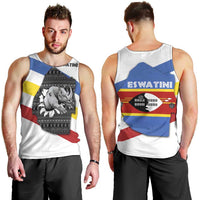 Eswatini Rhino Men Tank Top with African Map and Traditional Swazi Flag Patterns