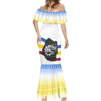 Eswatini Rhino Mermaid Dress with African Map and Traditional Swazi Flag Patterns