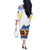 Eswatini Rhino Off The Shoulder Long Sleeve Dress with African Map and Traditional Swazi Flag Patterns