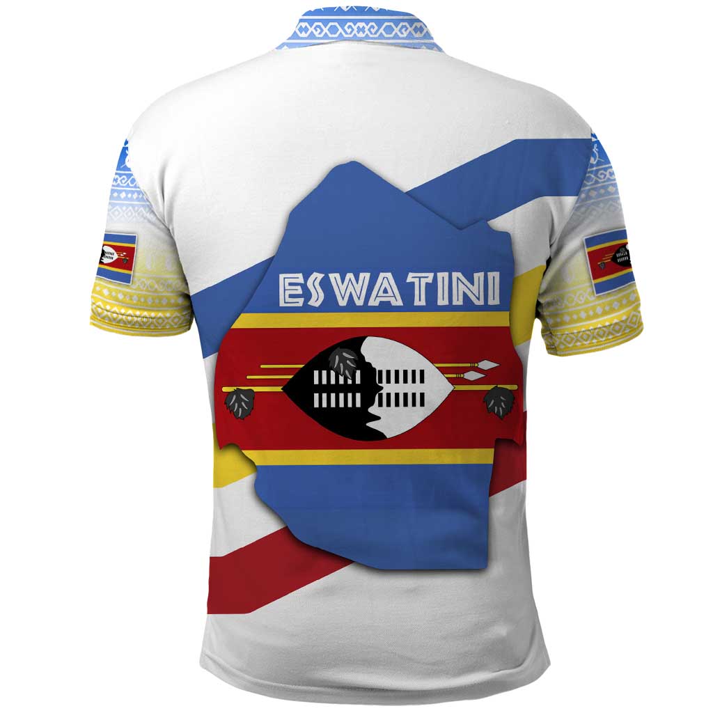 Eswatini Rhino Polo Shirt with African Map and Traditional Swazi Flag Patterns