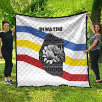 Eswatini Rhino Quilt with African Map and Traditional Swazi Flag Patterns