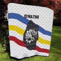 Eswatini Rhino Quilt with African Map and Traditional Swazi Flag Patterns