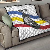 Eswatini Rhino Quilt with African Map and Traditional Swazi Flag Patterns