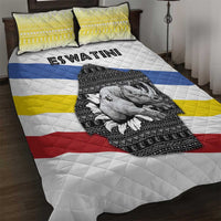 Eswatini Rhino Quilt Bed Set with African Map and Traditional Swazi Flag Patterns