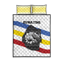 Eswatini Rhino Quilt Bed Set with African Map and Traditional Swazi Flag Patterns
