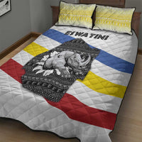 Eswatini Rhino Quilt Bed Set with African Map and Traditional Swazi Flag Patterns
